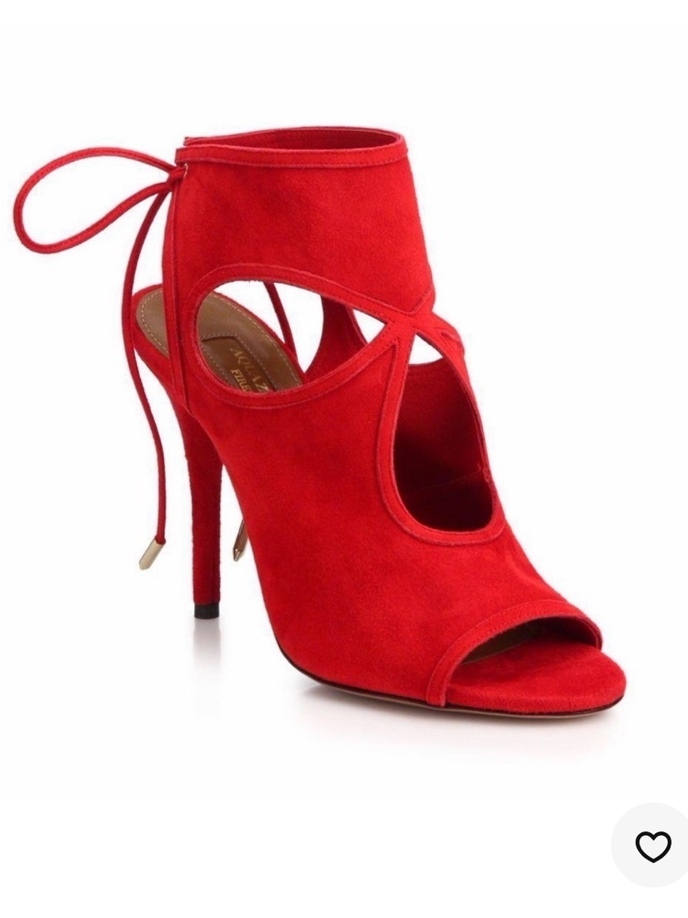 Aquazzura Red Suede Cutout Lace-Up Stiletto Size 10